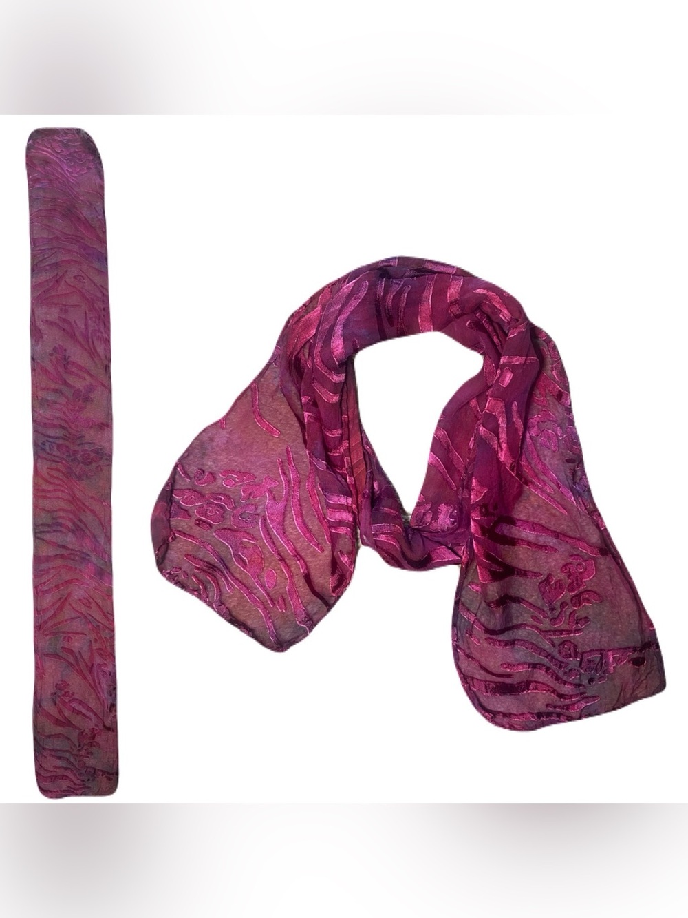 Hand Dyed Silk Scarf with Water Ripple Pattern